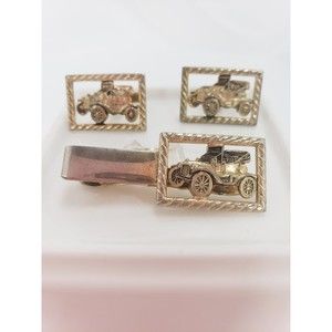 Vtg Mid Century Anson Cuff Links And Tie Clip Model T